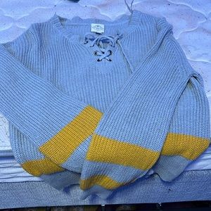 Yellow and grey sweater